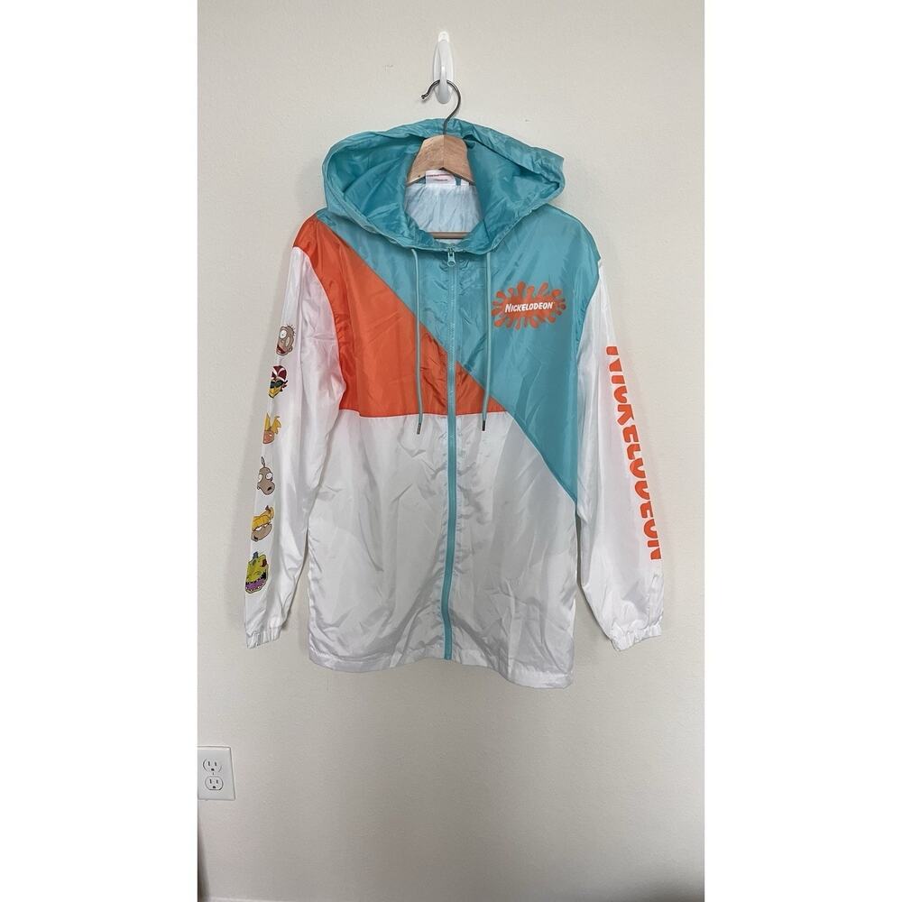 Nickelodeon Men's Nickelodeon 90’s Cartoon Print Windbreaker Jacket Size Medium